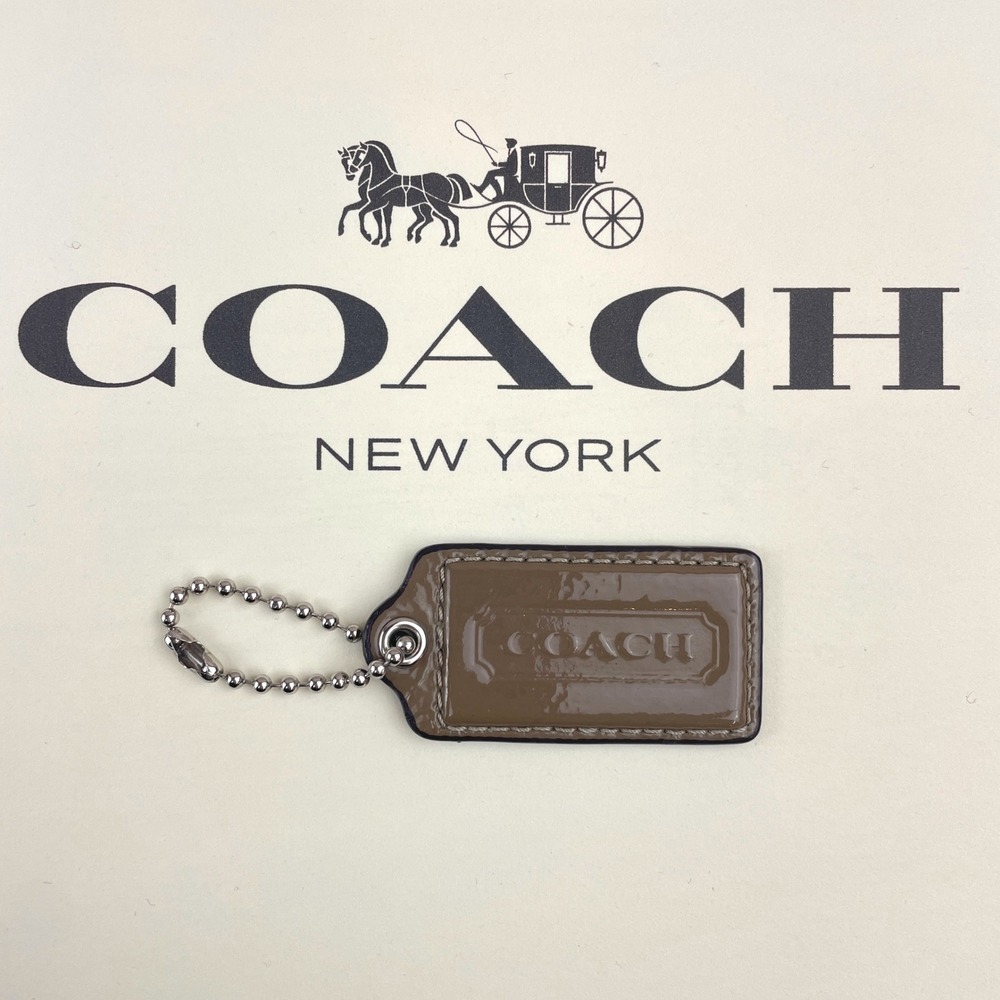 Vintage COACH Purse Hang Tag Dark Taupe Gloss Medium 2.5" x 1.25"‎